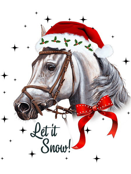 Cute Horse With Santa Hat Let It Snow Horse Lover Christmas.png