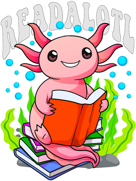 Cute Axolotl Book Reader Readalotl Librarian Kids Reading.png