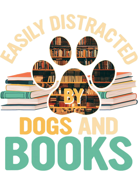 Easily Distracted By Dogs And Books Reading Book Lover.png