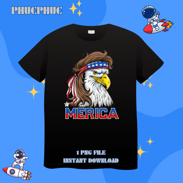 Merica Eagle Mullet 4th of July Men Women American Flag USA.png