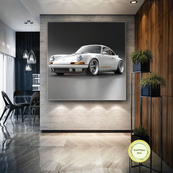 White Car Canvas Art, Legendary Classic Car Wall Decor, Roll - Inspire  Uplift