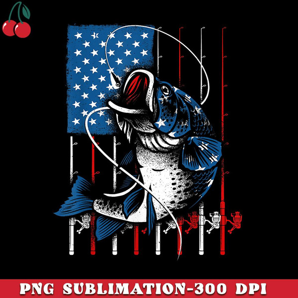 Fishing Art For American Flag USA Fishing Lover PNG Download