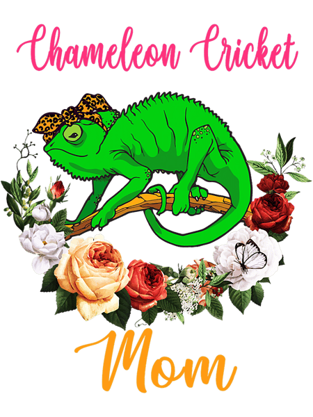 Cricket Fan Chameleon Cricket Mom Floral Cute Bow Tie Mothers Day.png