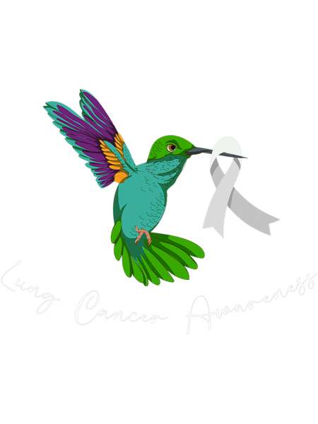 Pretty Hummingbird White Ribbon Lung Cancer Awareness PNG T- - Inspire  Uplift