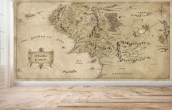 Lord Of The Rings Movie Map Wall Poster, Middle Earth Antique Map Wall Print, Map Paper Craft, Middle Earth Wall Decals, 3D Wall Art,.jpg