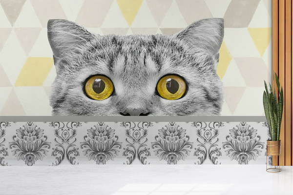 3D Wall Art, Stick On Wallpaper Art Deco, 3D Papercraft, Gift For Her, Cat Wall Decals, Cute Cat Paper Craft, Animal Wallpaper,.jpg
