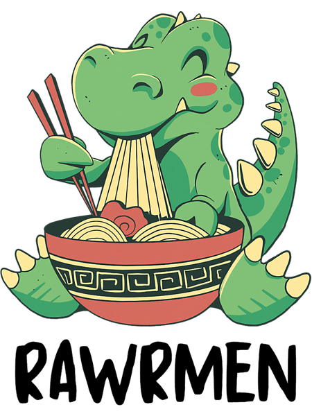 Kawaii TRex Eating Ramen Noodles Rawrmen Anime Japanese.png
