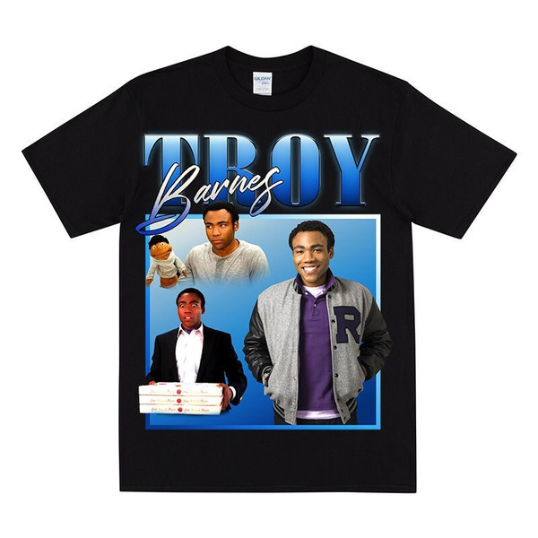 TROY BARNES Homage T-shirt, Troy & Abed In The Morning, 90s Style Graphic Tshirt, Pizza Box Burning House Meme, Birthday Greetings.jpg
