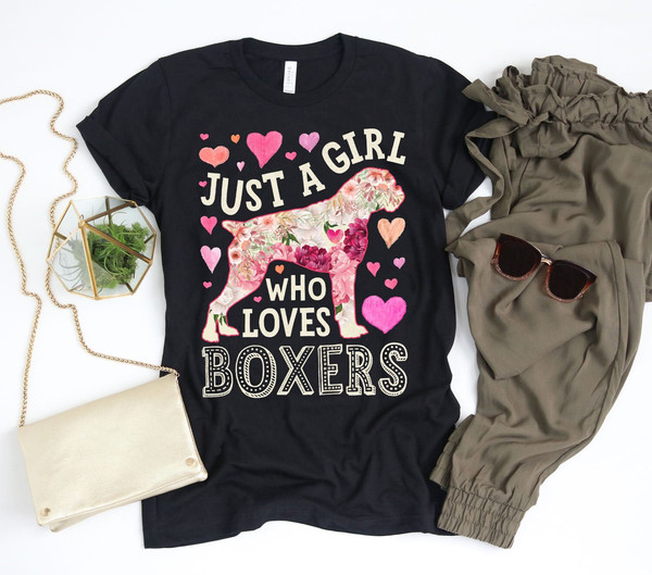 Just a Girl Who Loves Boxers Shirt  Boxer Gifts  Boxer Lover Gift  Boxer Dog Tee  Flower Shirt  Floral Design  Tank Top  Hoodie.jpg
