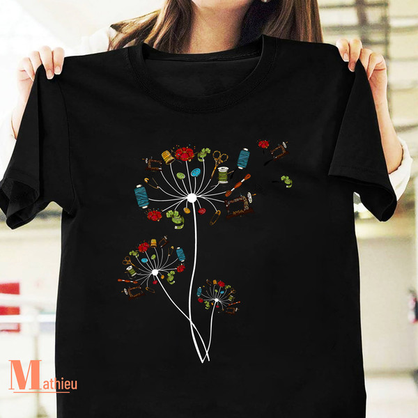 Sewing Dandelion Flowers Quilting Vintage T-Shirt, Funny Sewing Machine Shirt, Dandelion Shirt, Sewing Lover Gift.jpg