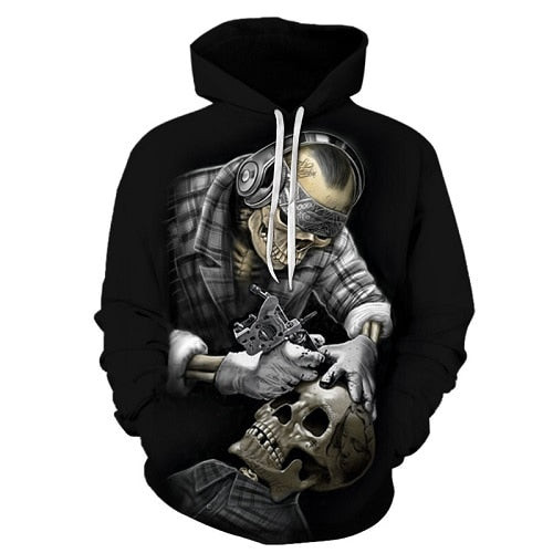 Skull Tattoo Hoodie 3D, Personalized All Over Print Hoodie 3D