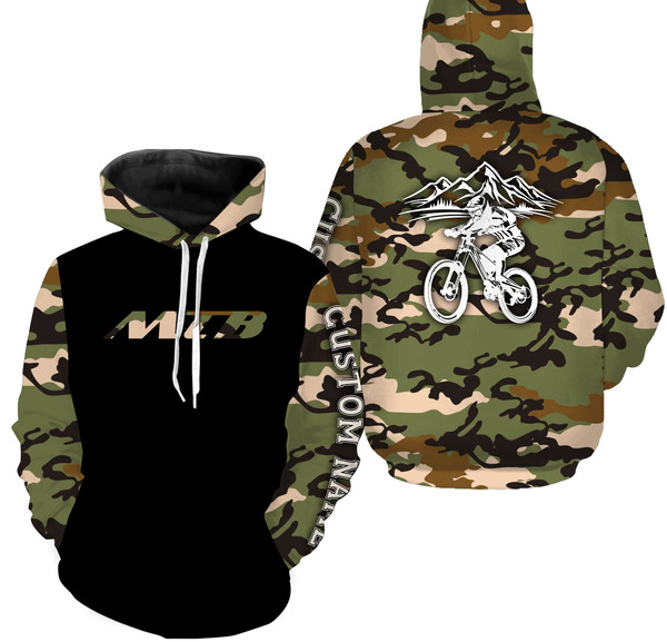 Camo Biking Cycling Hoodie 3D, Personalized All Over Print Hoodie 3D