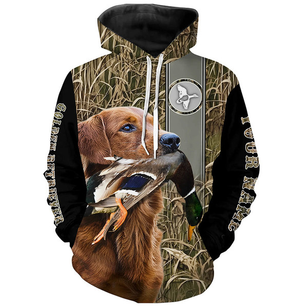 Golden Retriever Duck Hunting Camo Hoodie 3D, Personalized All Over Print Hoodie 3D