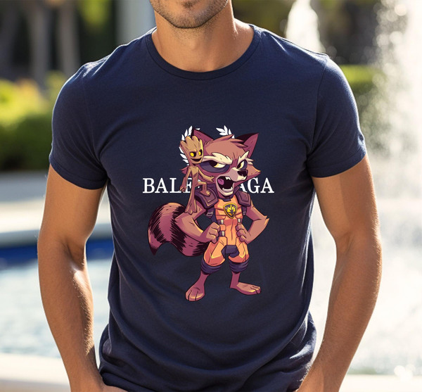Balenciaga BB Rocket and Groot Fan Gift T-Shirt_02navy_02navy.jpg