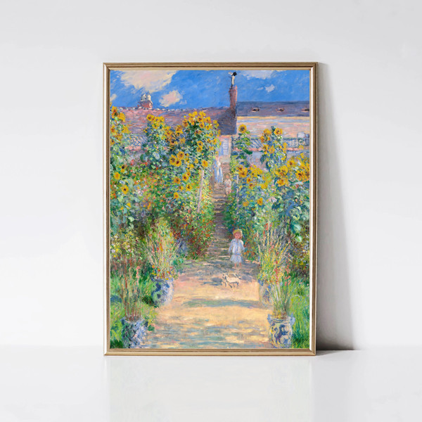Claude Monet Garden at Vetheuil  Impressionist Landscape Painting  Garden Print  Sunflower Print  Monet Wall Art  Digital Download.jpg