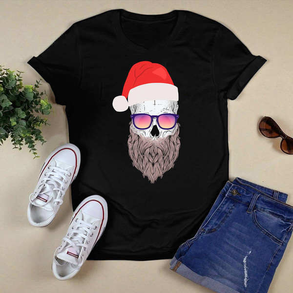 Cool Santa Claus with beard, hat and sunglasses Santa T-Shirt.png