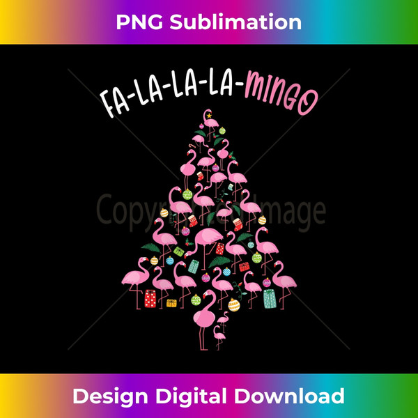 DQ-20240102-12754_Womens Pink Flamingo Christmas Tree Fa La La La Mingo V-Neck 12673.jpg
