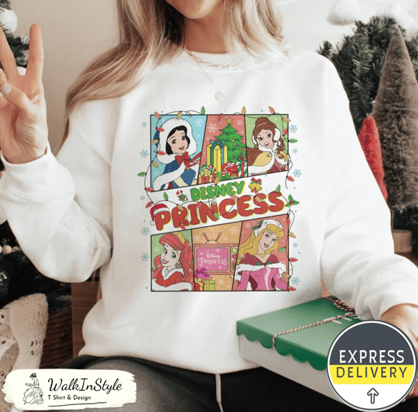 Vintage Cinderella Belle Disneyland Princess Christmas Sweatshirt - Viralustee.jpg