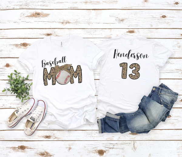 Personalized Baseball Mom Shirt with Players Name and Number Gift for Mom, Custom Mom Baseball T-shirt Gift for Baseball Lover, Baseball Tee.jpg