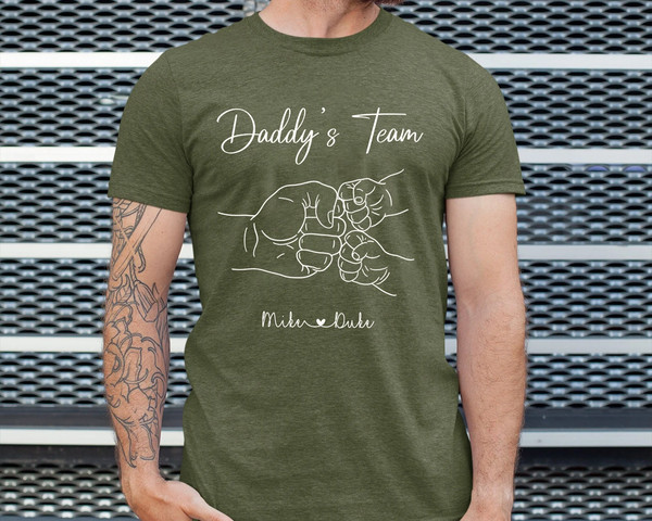 Personalized Daddy's Team Shirt, Fathers Day Shirt for Dad Team, Fist Bump Dad Gifts, Custom Dad Shirt with Kids Name, Cute Gift for Father.jpg