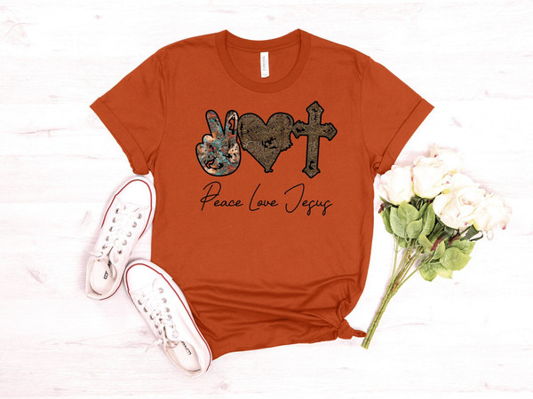 Peace Love Jesus Shirt, Religious Shirt, Jesus Lover Gift Ideas, Christian Shirt, Jesus Lover Shirt, Christmas shirt, Church Shirt, 1.jpg
