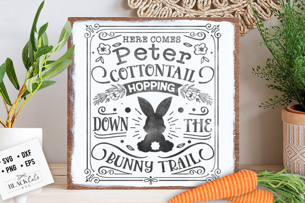 Here comes Peter Cottontail sign svg, Cottontail SVG, Easter SVG,  Cottontail Farms SVG, Easter Bunny svg, Vintage Easter svg.jpg