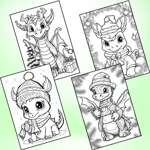 Magical Christmas Dragon Coloring Pages 3.jpg