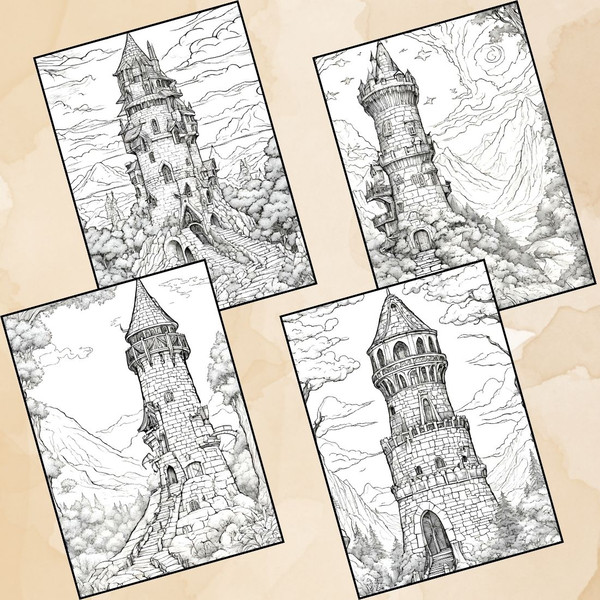 Fantasy Magical Tower Coloring Pages 2.jpg