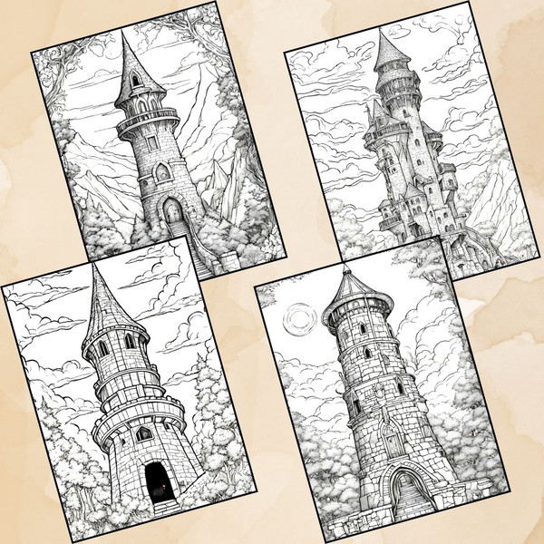Fantasy Magical Tower Coloring Pages 3.jpg