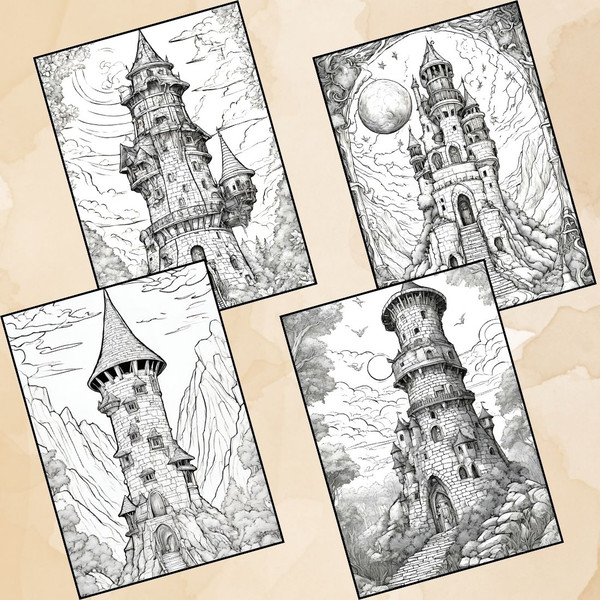 Fantasy Magical Tower Coloring Pages 4.jpg
