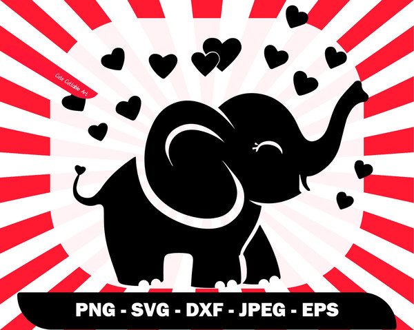 Baby Elephant Silhouette with Hearts Svg, Cute Tattoos, Cute Png for Shirts , Baby Wall Decor, Svg for Baby Card, Cute Elephant Clipart - 57.jpg