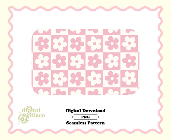 Checkered Seamless Pattern PNG, Flower Pattern, Groovy Pattern, Retro Pattern, Trendy Pattern, Seamless Pattern for fabric, Summer PNG.jpg