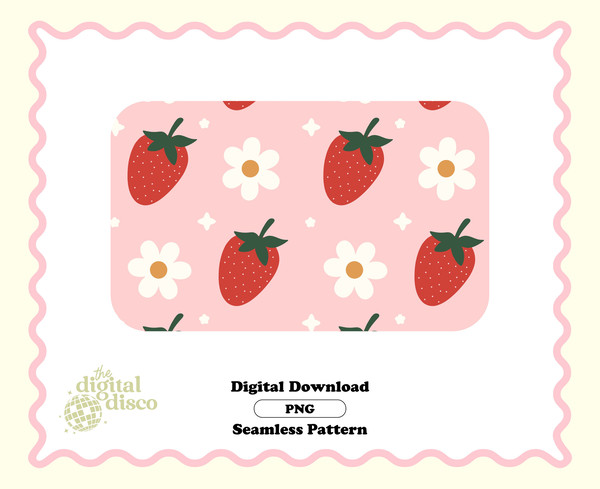 Strawberry Seamless Pattern PNG, Summer Pattern, Summer PNG, Spring Pattern, Flower Pattern, Flower png, Strawberry png, Pattern for fabric.jpg