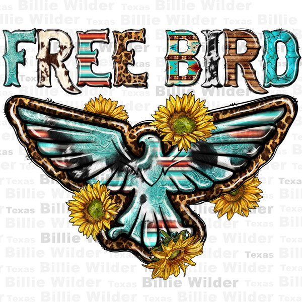 Western freebird with sunflower png sublimation design download, freebird png, western patterns png, sublimate designs download.jpg