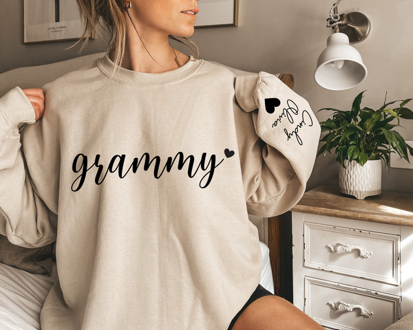 Personalized Grammy Sweatshirt with Kids Names on Sleeve, Personalized Grammy Hoodie, Grandma Gift from Grandkids, Grandma Gift.jpg