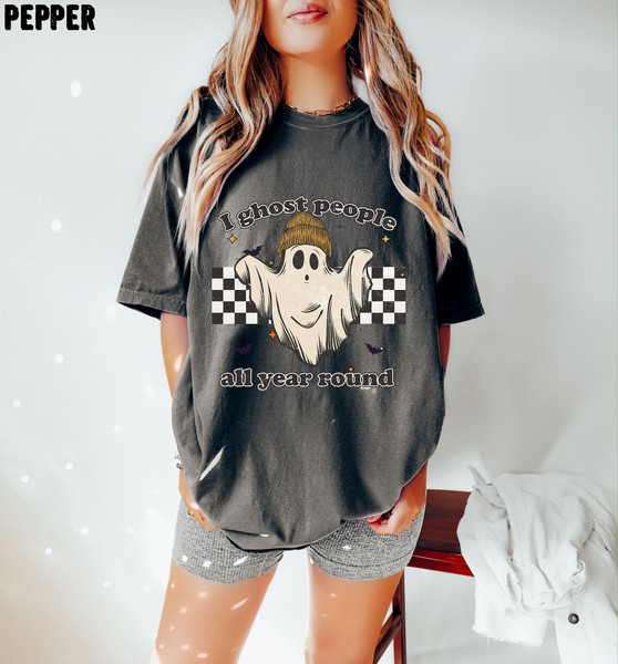 I Ghost People All Year Round Oversized Vintage T Shirt, Halloween Shirt, Comfort Colors Tee 2.jpg