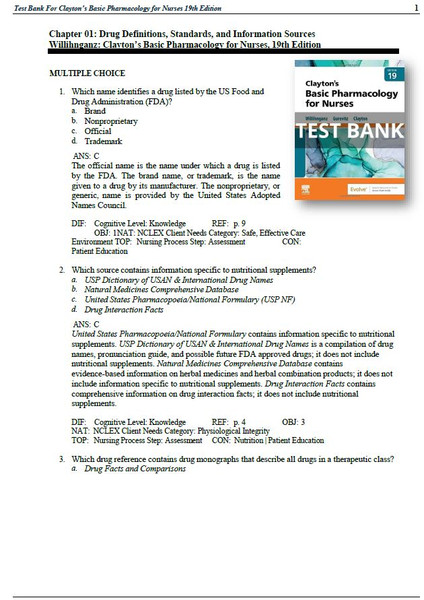 Latest 2023 Claytons Basic Pharmacology for Nurses 19th Edition Michelle Willihnganz Test bank  All Chapters (6).JPG