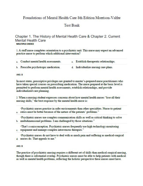 Latest 2023 Foundations of Mental Health Care 8th Edition Morrison-Valfre Test bank  All Chapters (1).JPG