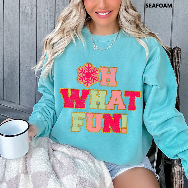 Oh What Fun Christmas Comfort Colors Sweatshirt, Oversized Christmas Sweatshirt, Cute Christmas Sweatshirt.jpg
