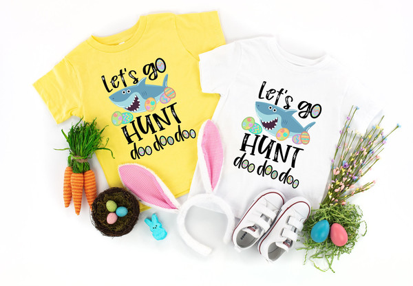 Lets Go Hunt Doo Doo Doo Shirt, Easter Shirt, Baby Shark Shirt, Easter Baby Shark Shirt, Cute Easter Shirt, Family Matching Shirt.jpg