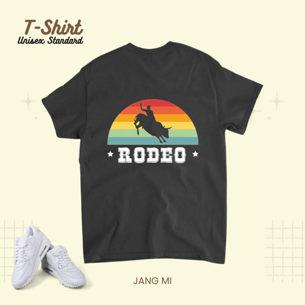 Vintage Retro Rodeo Time Rider Bull Cowboy.png