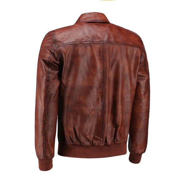 Zipper Vintage Bomber Polo Leather Jacket-Brown_3.jpg