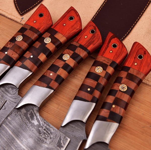 Handmade kitchen knives 5 piece Chef knives Hand Forge chef knives BBQ knives best gift for him Anniversary Gift,Easter Gift Christmas Gift (1).PNG