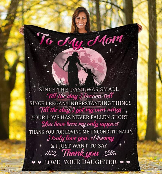Mom Blanket, Thoughtful Gifts For Mom, Mother's Day Gift, To My Mom Since The Day I Was Small Fleece Blanket 1.jpg