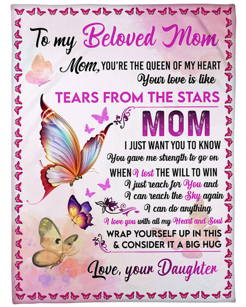 Mother Day Gift, To My Beloved Mom You Are The Queen Of My Hear - Best Gift For Mom Fleece Blanket 1.jpg