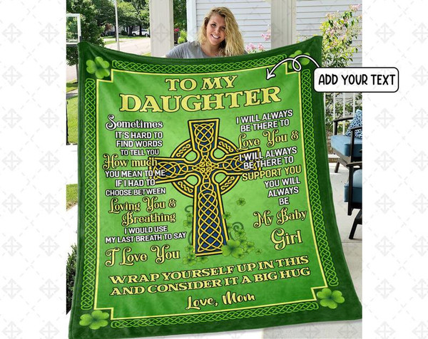Personalized To My Daughter Blanket, Letter To My Daughter From Mom Blanket Patrick's Day Gifts Fleece Blanket 1.jpg