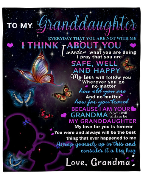 Personalized To My Granddaughter Everyday That You Are Not With Me Butterfly Fleece Blanket, Gift From Mom 1.jpg