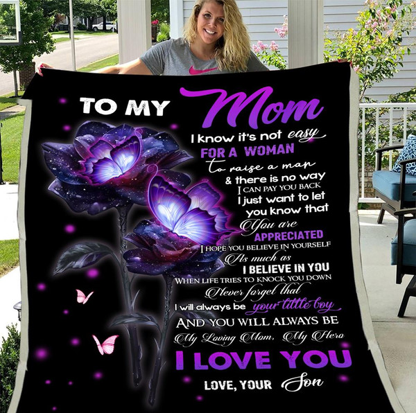Personalized To My Mom I Know It's Not Easy For A Woman Fleece Blanket, Gift Ideas For Mother's Day 1.jpg
