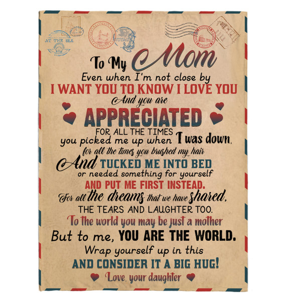 To My Mom, Even When I'm Not Close By I Want You To Know Air Mail Fleece Blanket 1.png