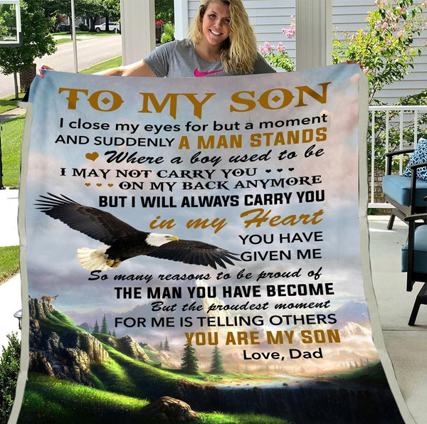 To My Son I Close My Eyes For But A Moment Fleece Blanket 1.jpg